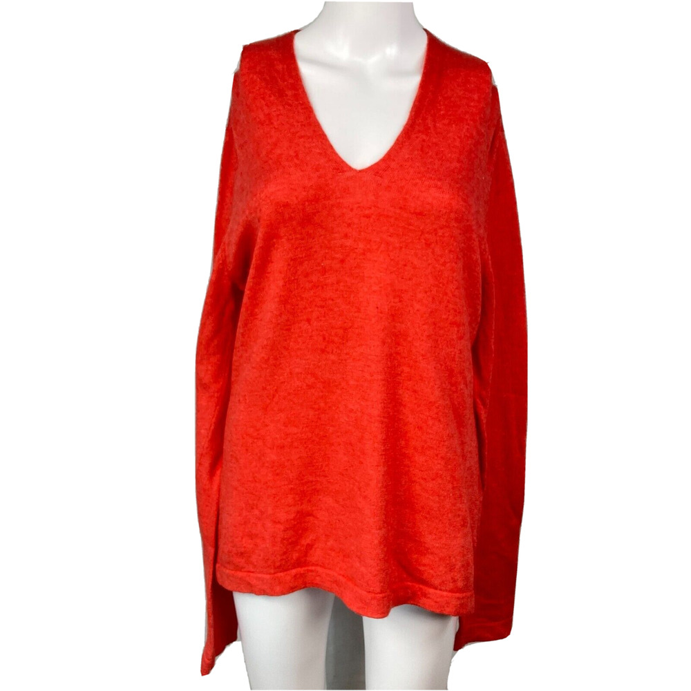 Banana Republic Sweater Womens Sz XL Red Cashmere Wool V Neck Pullover